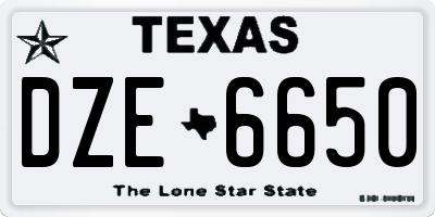 TX license plate DZE6650