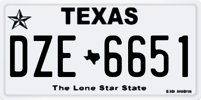 TX license plate DZE6651