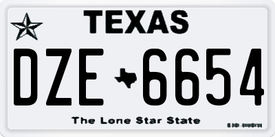 TX license plate DZE6654