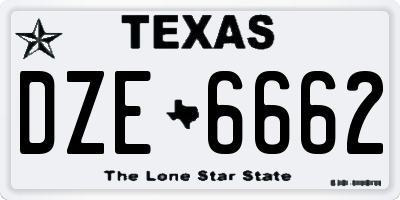 TX license plate DZE6662
