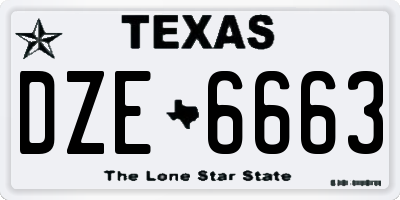 TX license plate DZE6663