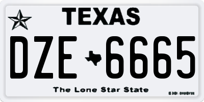 TX license plate DZE6665