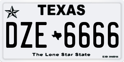 TX license plate DZE6666