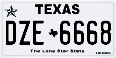 TX license plate DZE6668