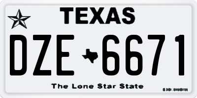 TX license plate DZE6671