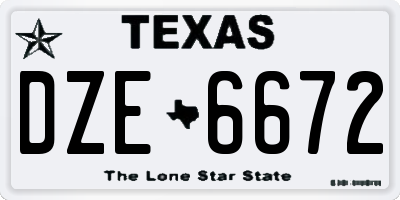 TX license plate DZE6672