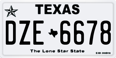 TX license plate DZE6678