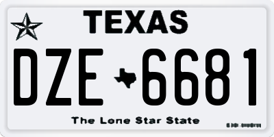 TX license plate DZE6681
