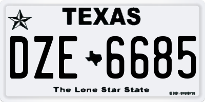 TX license plate DZE6685