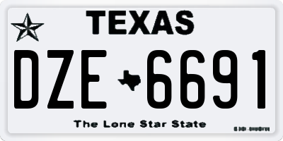 TX license plate DZE6691