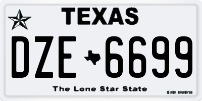 TX license plate DZE6699