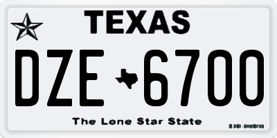 TX license plate DZE6700