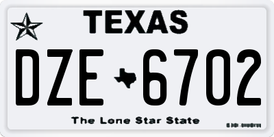 TX license plate DZE6702