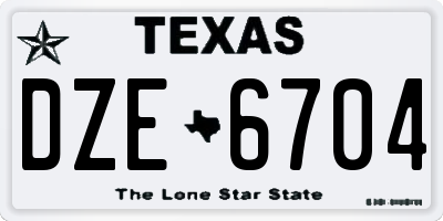 TX license plate DZE6704