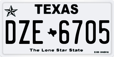 TX license plate DZE6705