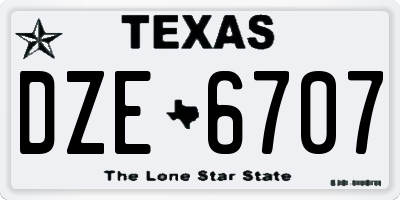 TX license plate DZE6707