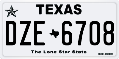 TX license plate DZE6708
