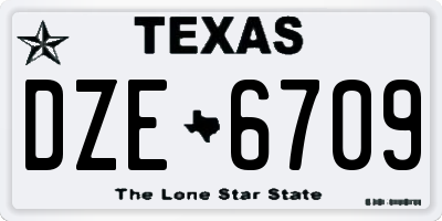 TX license plate DZE6709