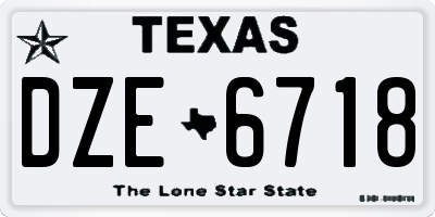 TX license plate DZE6718