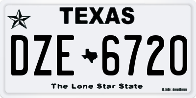 TX license plate DZE6720