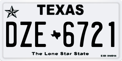 TX license plate DZE6721