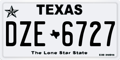 TX license plate DZE6727