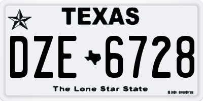 TX license plate DZE6728