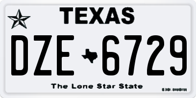 TX license plate DZE6729