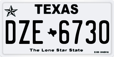 TX license plate DZE6730