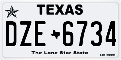 TX license plate DZE6734