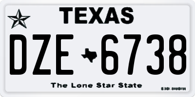 TX license plate DZE6738