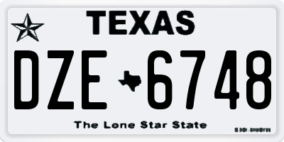 TX license plate DZE6748
