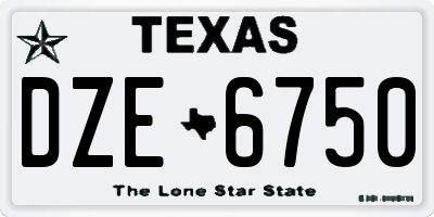 TX license plate DZE6750