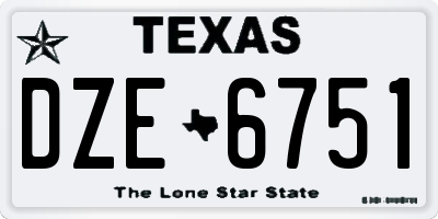 TX license plate DZE6751