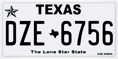 TX license plate DZE6756