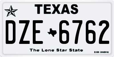 TX license plate DZE6762