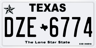 TX license plate DZE6774