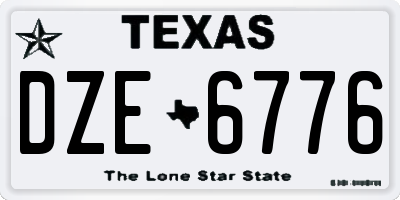 TX license plate DZE6776