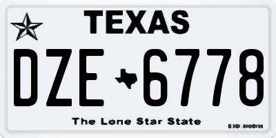 TX license plate DZE6778