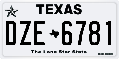 TX license plate DZE6781