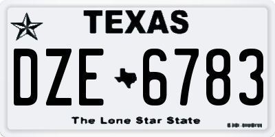 TX license plate DZE6783