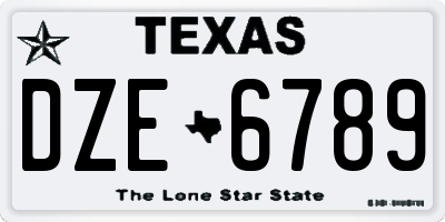 TX license plate DZE6789