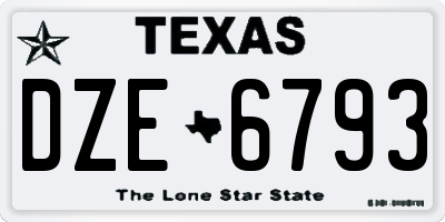 TX license plate DZE6793