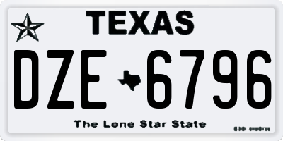 TX license plate DZE6796