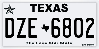 TX license plate DZE6802
