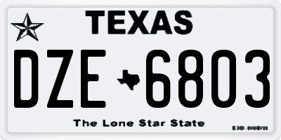 TX license plate DZE6803