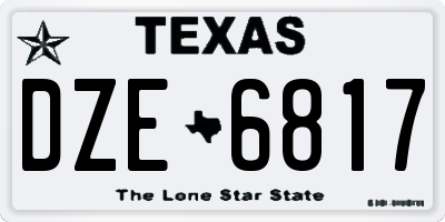 TX license plate DZE6817