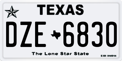 TX license plate DZE6830