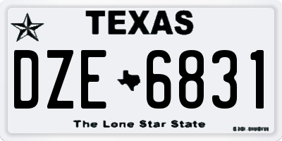 TX license plate DZE6831