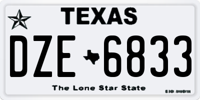 TX license plate DZE6833